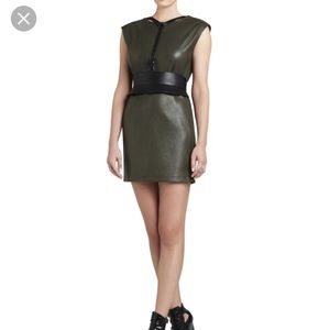 SOLD BCBG Leather Shifter Dress